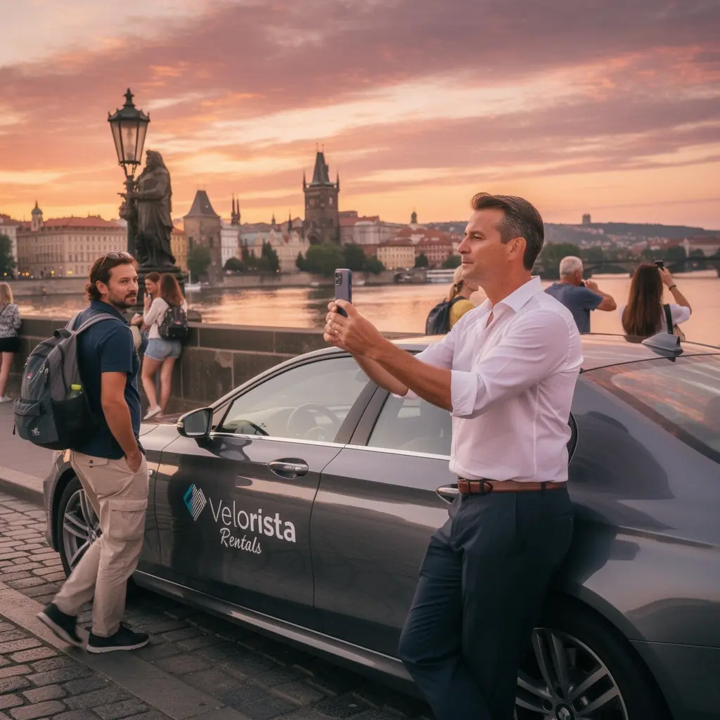 Pronájem luxusního vozidla na letišti s profesionálním řidičem.